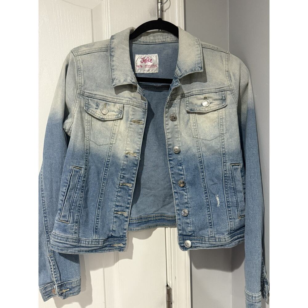 Justice Ombre Jean Jacket Blue Girls Size 14/16